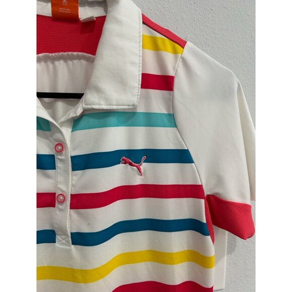 Puma Sportstyle Striped Polo Shirt S Multicolor Short Sleeve Performance Top - Picture 4 of 10